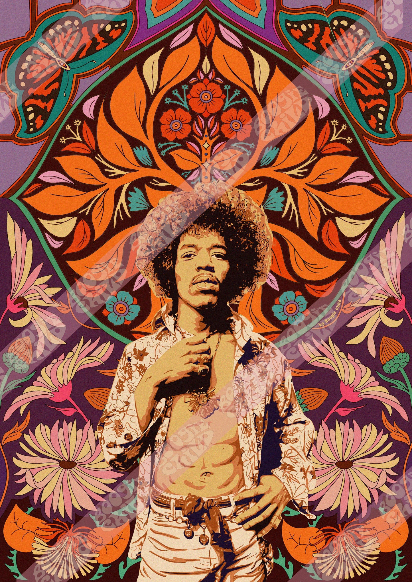 Load image into Gallery viewer, The Jimi Hendrix Print - Size A3 / 11.7&amp;quot; × 16.5&amp;quot;
