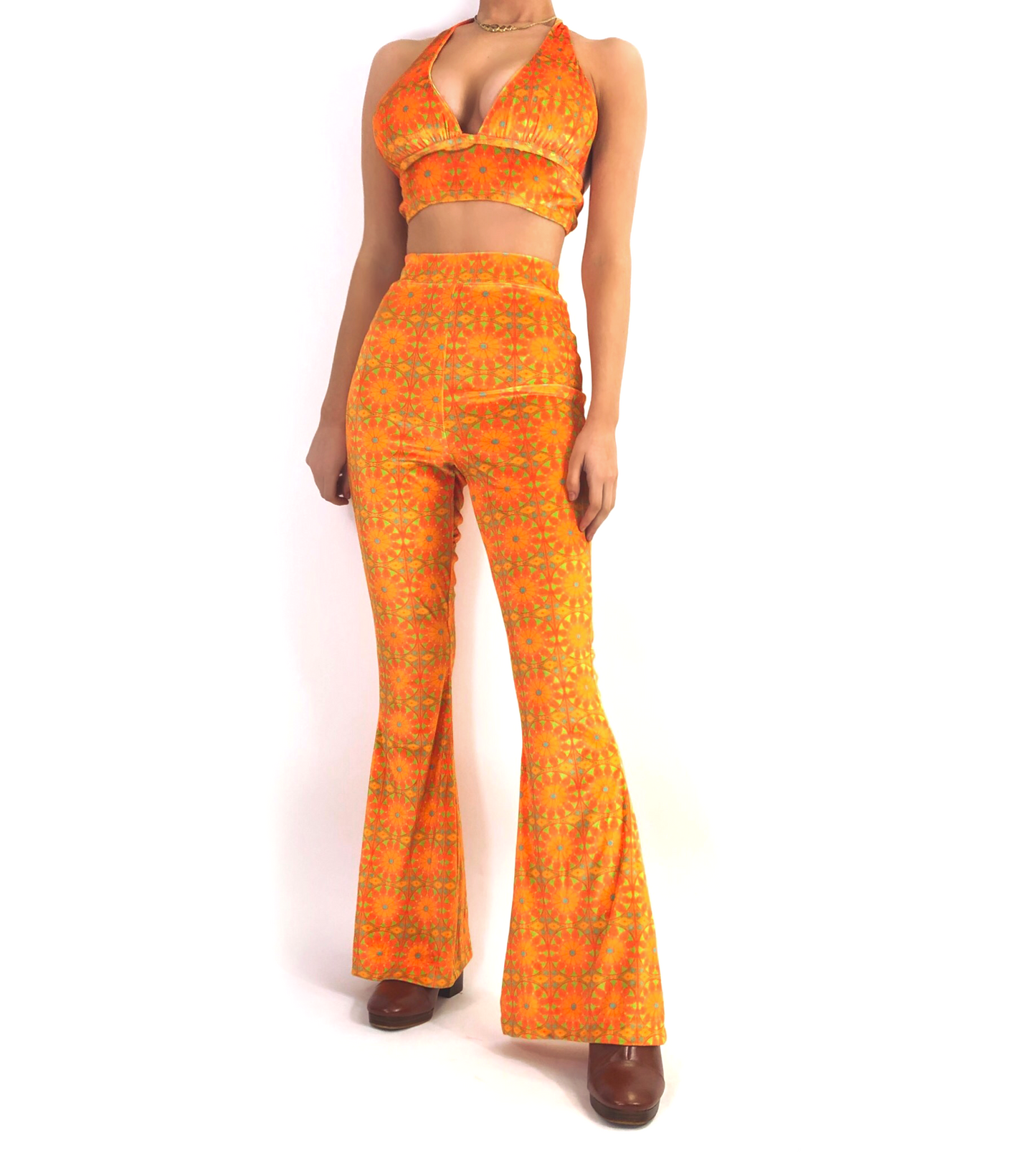 Load image into Gallery viewer, The Velvet Halter Top in Tangerine Dream
