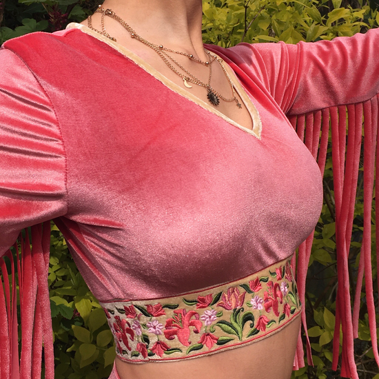 The Orchid Fringe Crop Top in California Dreamin'