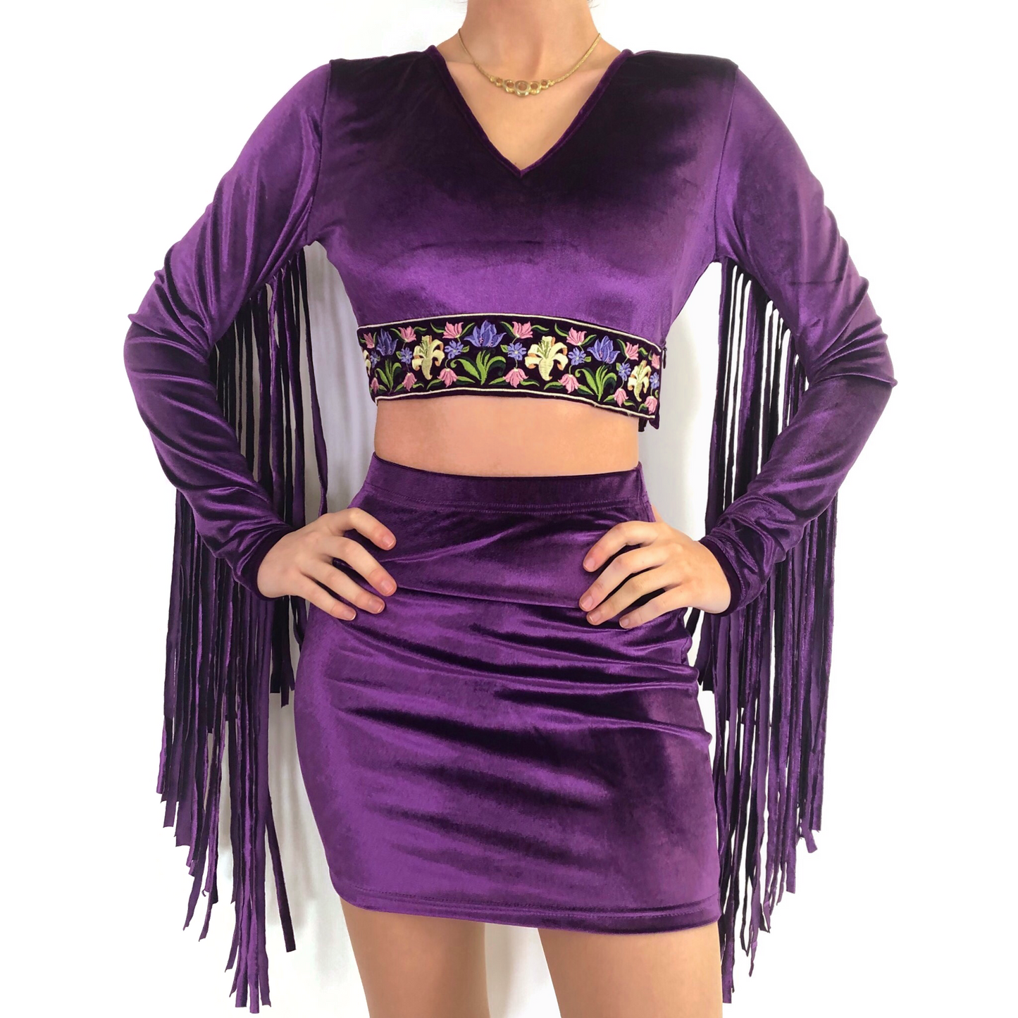 Load image into Gallery viewer, The Orchid Fringe Crop Top in Witchy Woman
