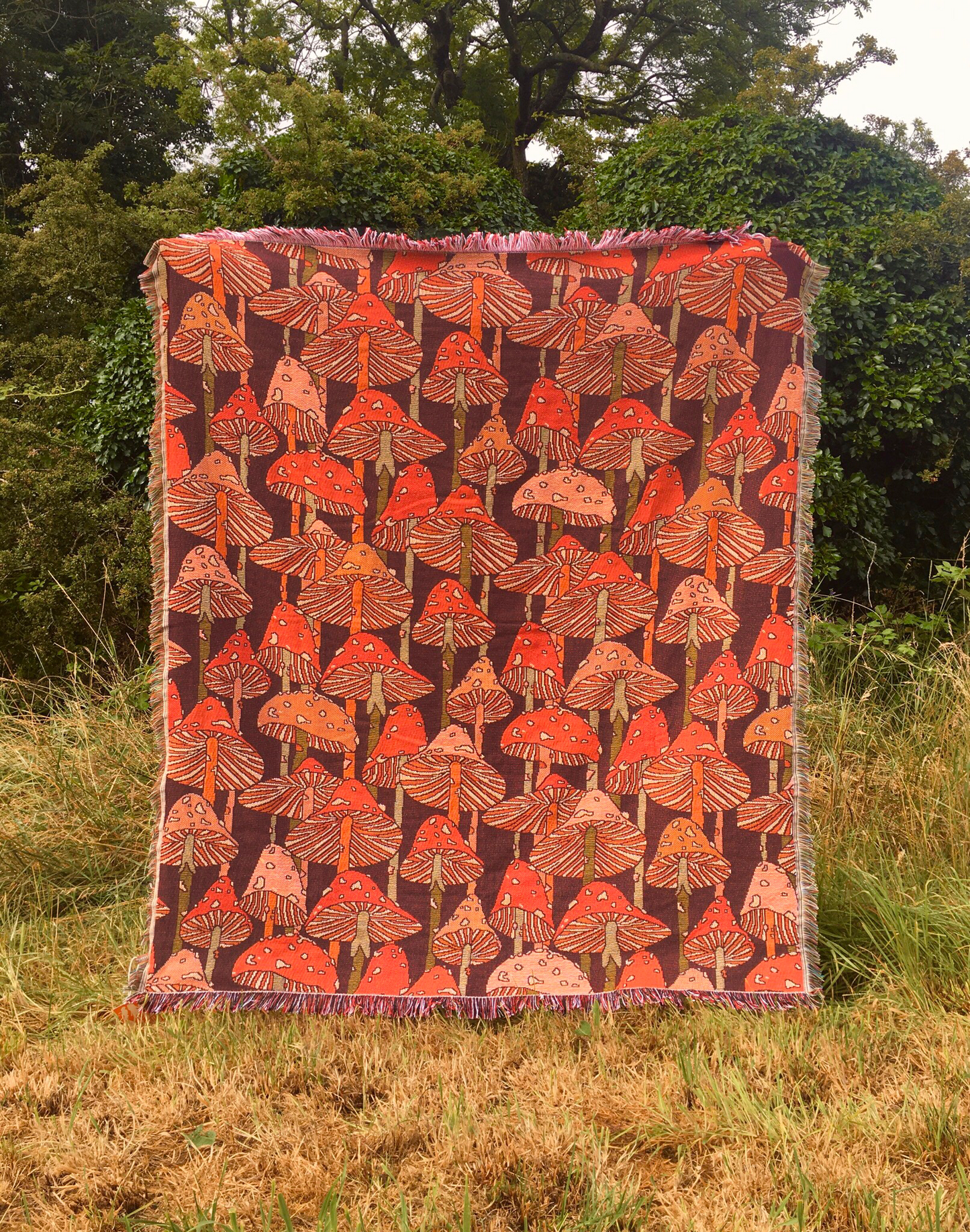 Mushroom Meadow Woven Blanket