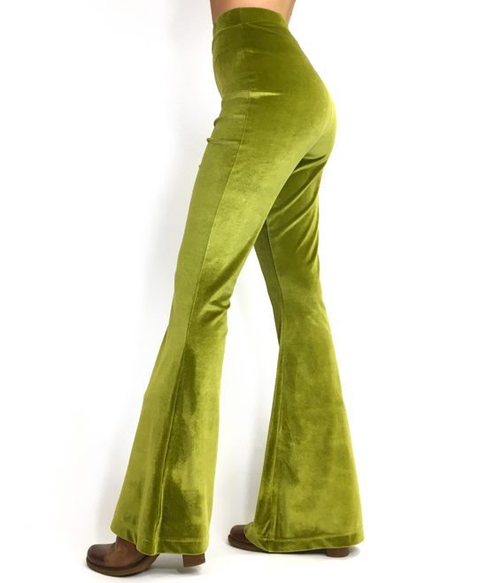 Load image into Gallery viewer, Velvet Flare Trouser in Green Forest Fairy
