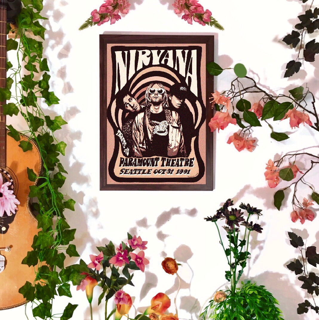 The Nirvana Print, Paramount Theatre '93 - Size A3 / 11.7" × 16.5"