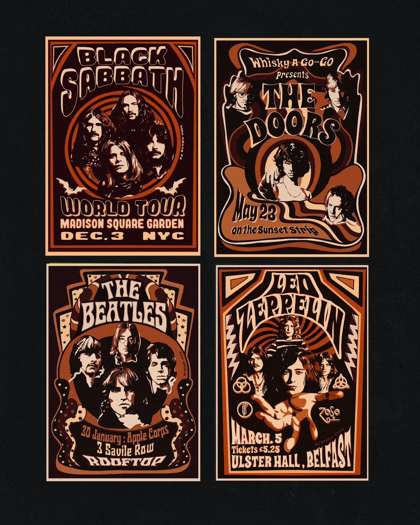 Limited Edition Classic Rock Print Bundle in 70s Natural (Worth £58.90)