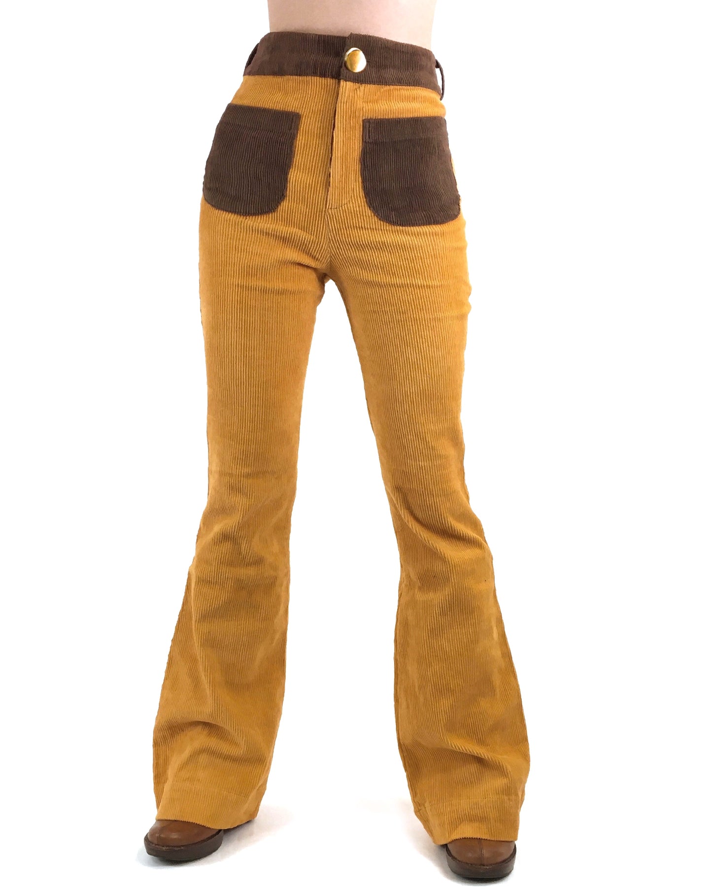The Contrast Corduroy Flare Pant in Daffodil Daze