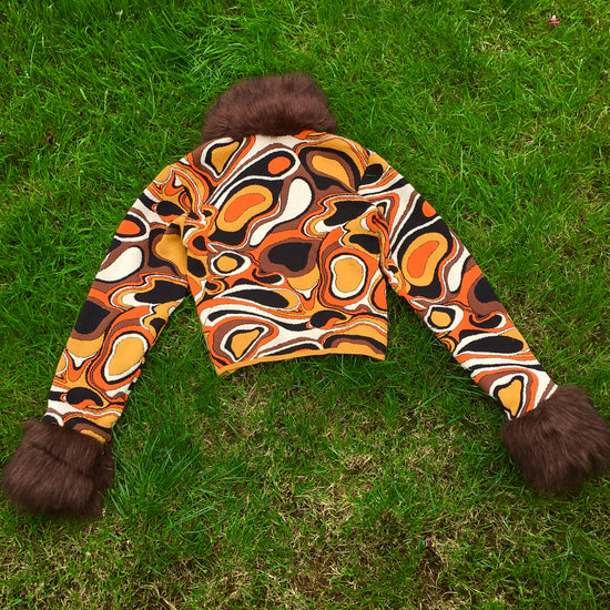 Womens SAMPLE - Lava Crop Faux Fur Knit Jacket Size M-L