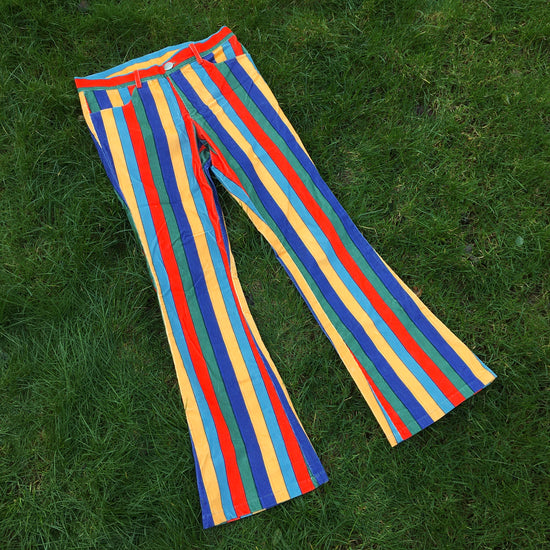 Load image into Gallery viewer, Mens SAMPLE - Colourful Stripe Flares Size M

